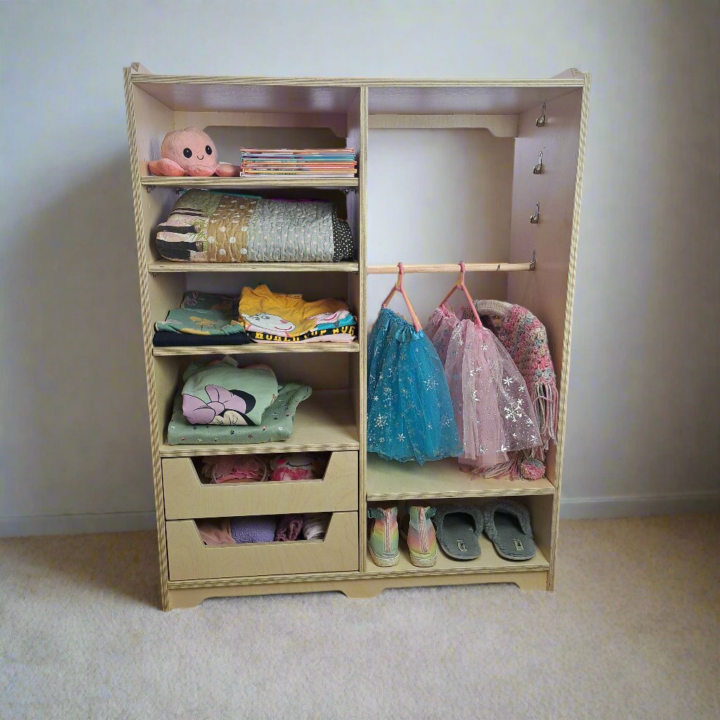 Open Wooden Kids Wardrobe