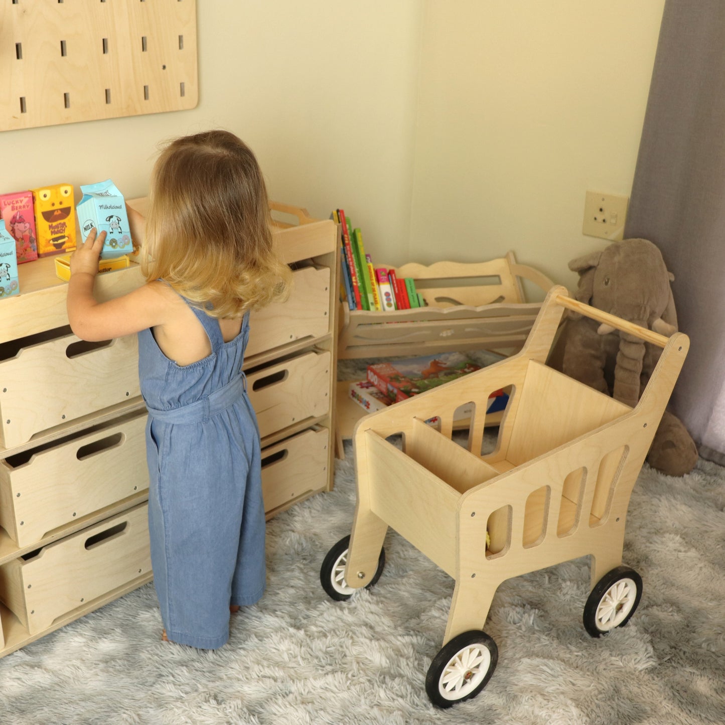 Kids Wooden Shopping Trolley - Taimico