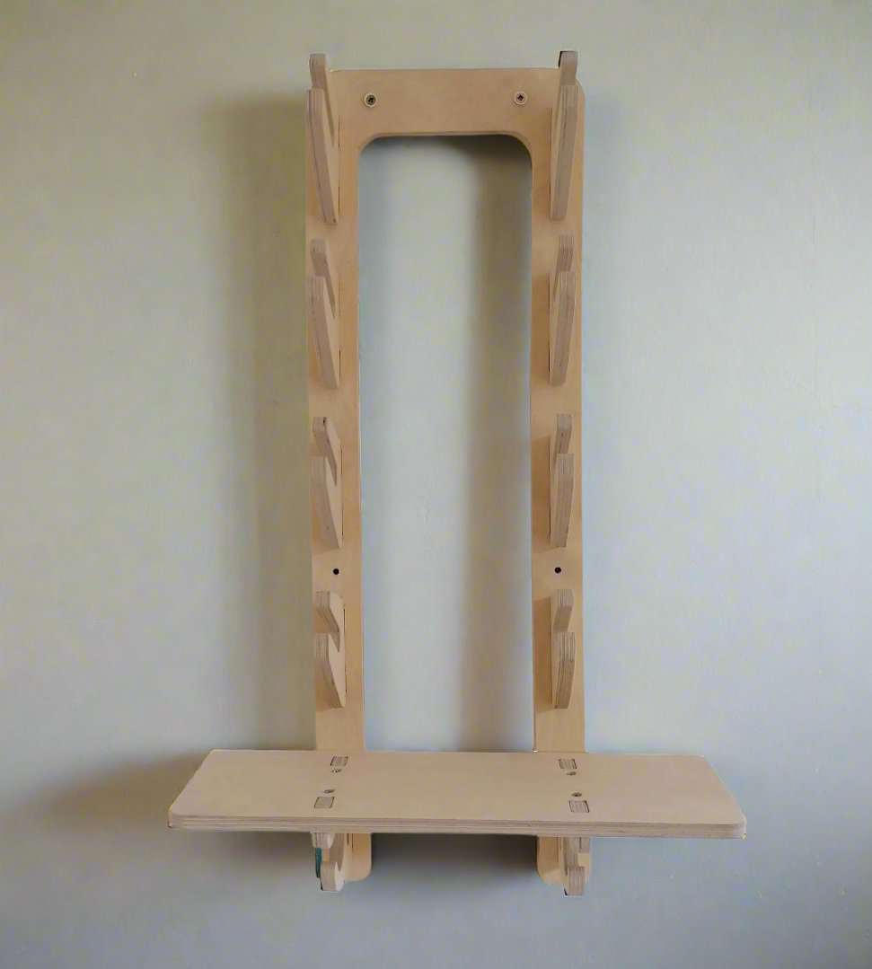 Skateboard Rack, V2 Four Hook with Shelf