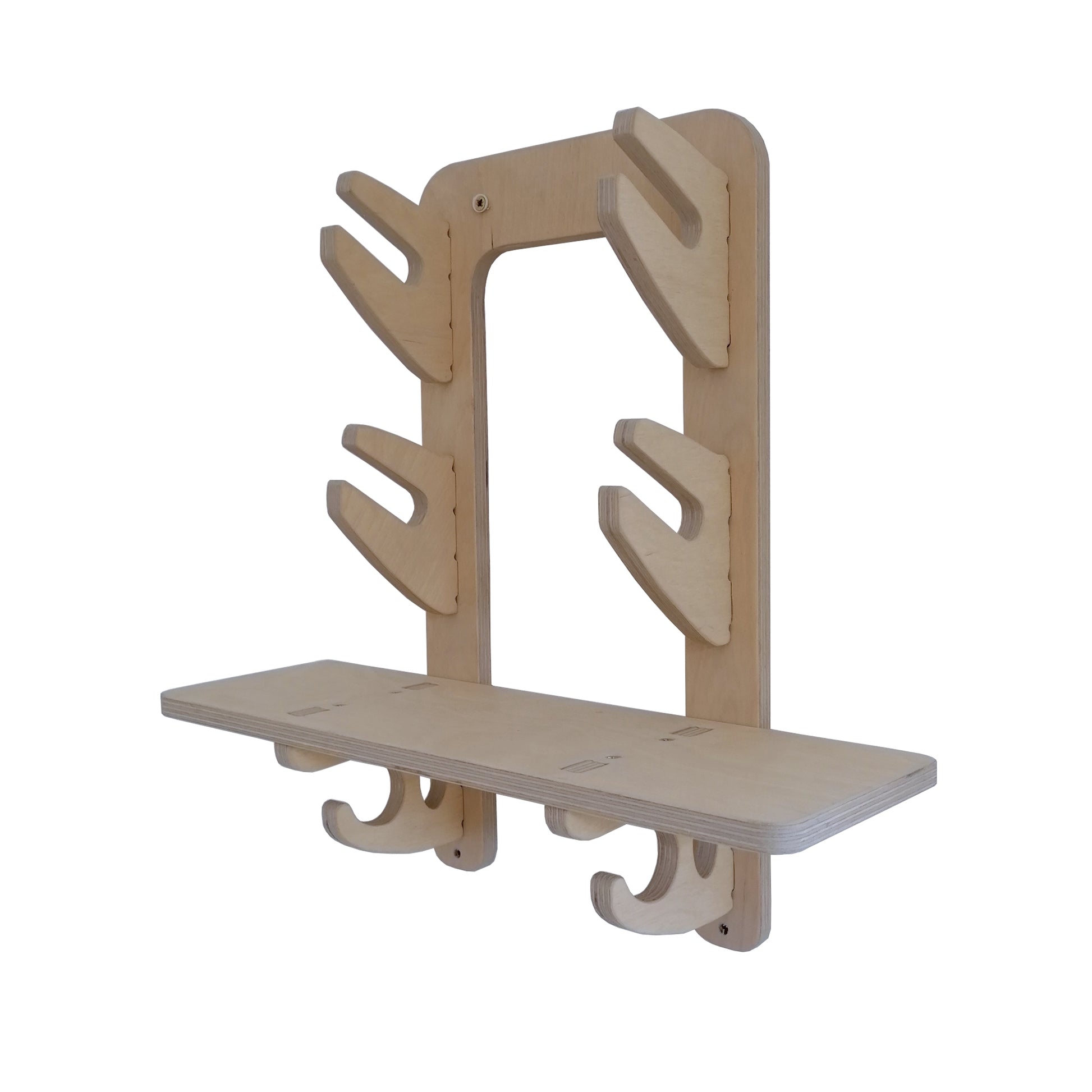 Skateboard Rack, V2 Two Hook with Shelf - Taimico